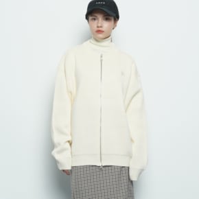 MW156 abon logo round knit zipup ivory