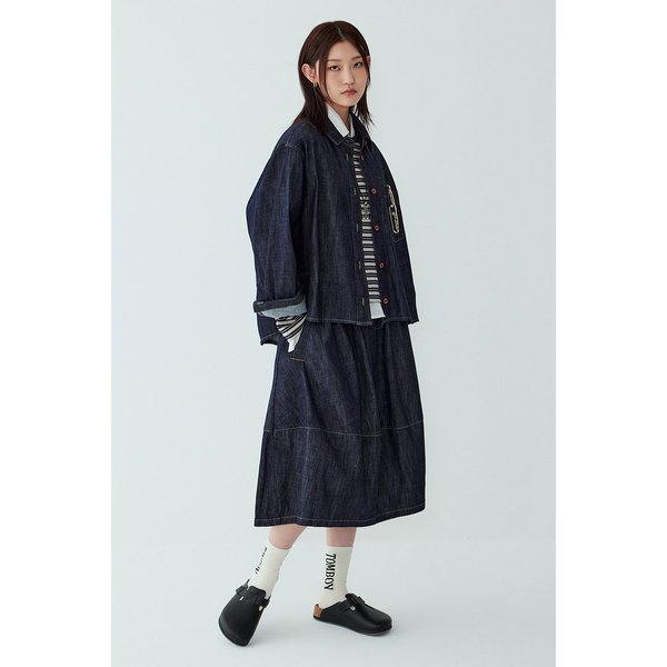 [리오더] 스트링 디테일 벌룬핏 데님 스커트 9105362115155