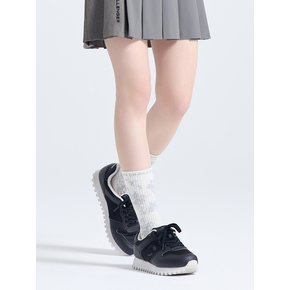 유니 자카드 중목 양말 화이트