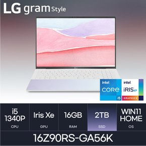 LG전자 그램 스타일16 16Z90RS-GA56K (WIN11HOME/SSD 2TB/RAM 16GB) HMC