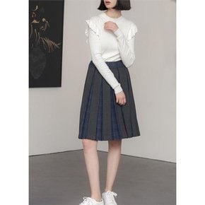 HIDDEN CHECK MIXED PLEATED SKIRT[A]