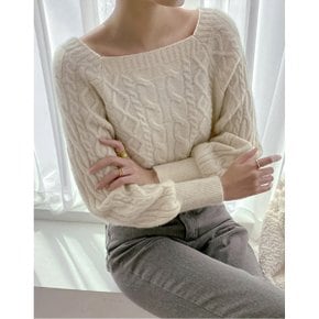 데일리 꽈배기 스퀘어넥 비스코스 니트 (WIBDNT020)