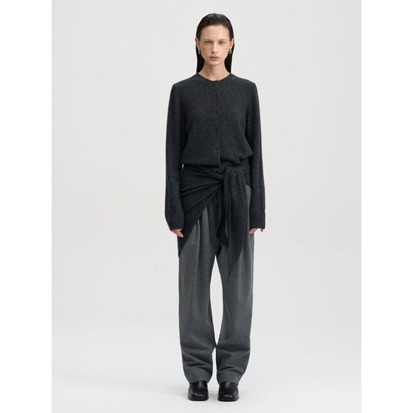 라쿤 울 라운드 가디건 - 차콜