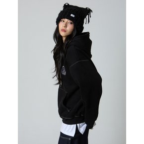 플라넷 스티치 기모 후드 집업 블랙_Planet Stitch Hood Zip-Up Black