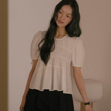 틸아이다이 Shirring puff blouse TISU01BL09_Ivory