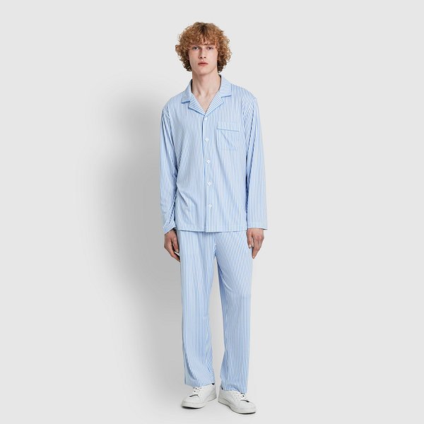 남 피치스킨 스트라이프 10부 파자마 세트 J216901105052