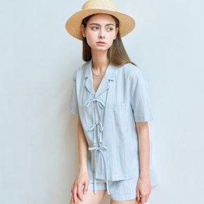 STRIPE RIBBON POCKET SHIRT LIGHT BLUE