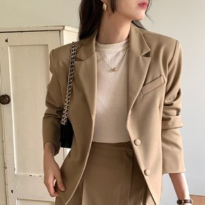스텐딩 크롭 베이직 긴팔 자켓