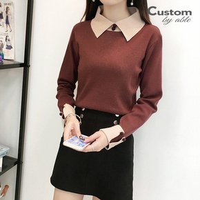 카라 진주버튼 긴팔 니트 C2209KN610C