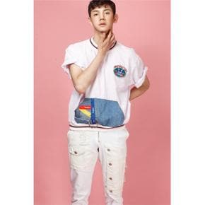 [곽현주컬렉션] [젯콜리코] PINK STRIPE DENIM POCKET T (S1733384)