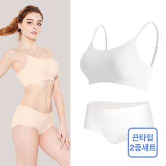  [하프클럽/라보라]라보라 심리스 퓨징 끈 스킨브라팬티 2종세트 IV 2A702