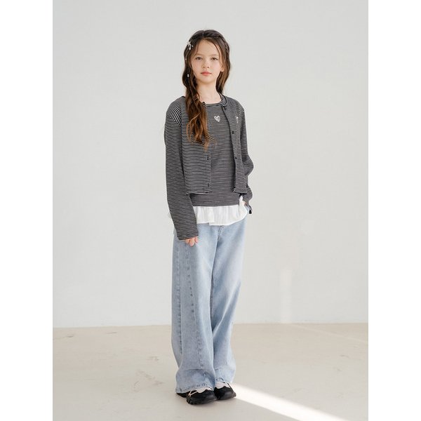 페이드 블루 컷아웃 와이드 데님