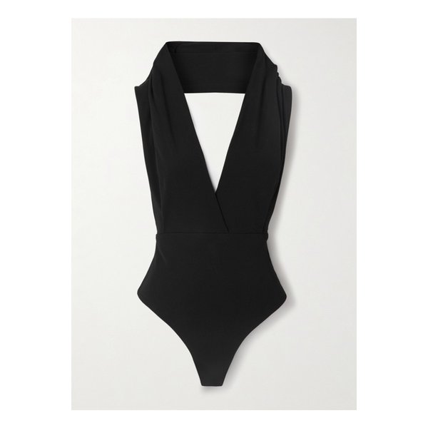 후드 오픈 백 드레이프 저지 보디스 블랙 46376663162910915