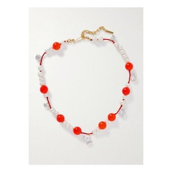 COMPLETEDWORKS 컴플리티드워크  골드 버메일 코드 진주 비즈 크리스털 네크리스 오렌지 46376663162862985