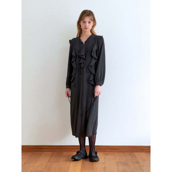 로완 프릴 원피스 ( 다크 차콜 )