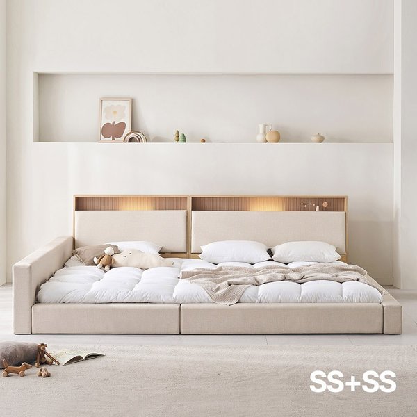 가구 제로업 LED수납헤드 가죽 밸런스 패밀리침대 SS+SS
