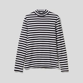 Striped turtleneck cotton t-shirt_3OA6E2225BK