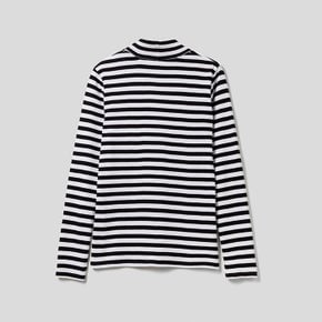 Striped turtleneck cotton t-shirt_3OA6E2225BK