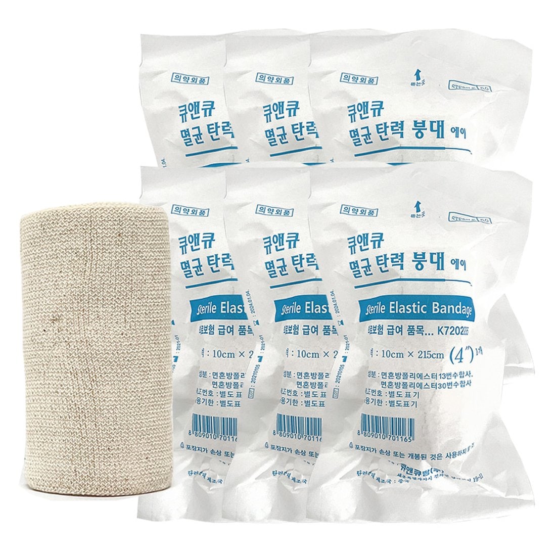 큐앤큐 멸균 탄력붕대 4인치 10cm x 215cm 6롤 압박, 믿고 사는 즐거움 SSG.COM
