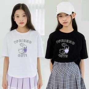 큐트 래빗 티셔츠 맨투맨 / 여아 주니어 의류 초등학생 옷