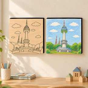 DIY 명화그리기 컬러링 우드캔버스_타워 컬러링 색칠하기 우드액자 만들기