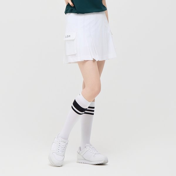 [부산점] 여성 에센셜 폴리스판 카고포켓 플리츠 큐롯 화이트