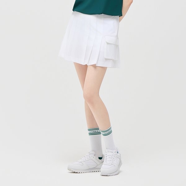 [부산점] 여성 에센셜 폴리스판 카고포켓 플리츠 큐롯 화이트