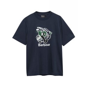 [26SS][Barbour x Mul Draws] 남성 네이비 Gone Fishing 티셔츠 URTS6E016N2
