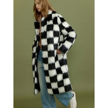 몰리올리 PENNY checkered long coat [black+white]