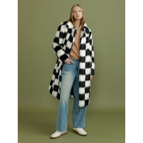 PENNY checkered long coat [black+white]