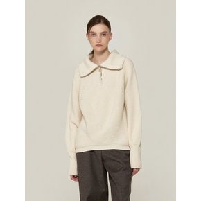 HALF ZIPUP KNIT PULLOVER (Cream)