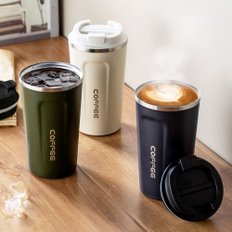 COFFEE 텀블러 510ml 스테인레스 진공 보온 보냉 밀폐뚜껑 가벼운 보온병