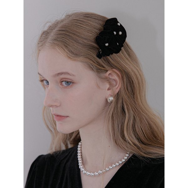 진주 벨벳 셔링 옆집게핀 JP-22-190CC