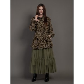 pink katiacho LEOPARD HALF TRENCH COAT BROWN KHAKI