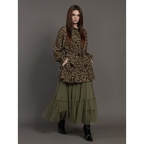 pink katiacho LEOPARD HALF TRENCH COAT BROWN KHAKI