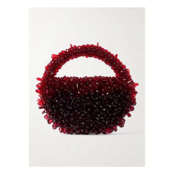 클리오 페피아트 쿼츠 비즈 장식 새틴 숄더 백 레드 1647597351420574