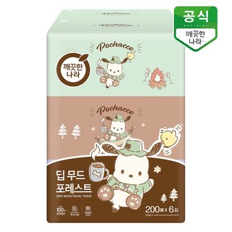 깨끗한나라 딥무드 포레스트 미용티슈 200매 6입