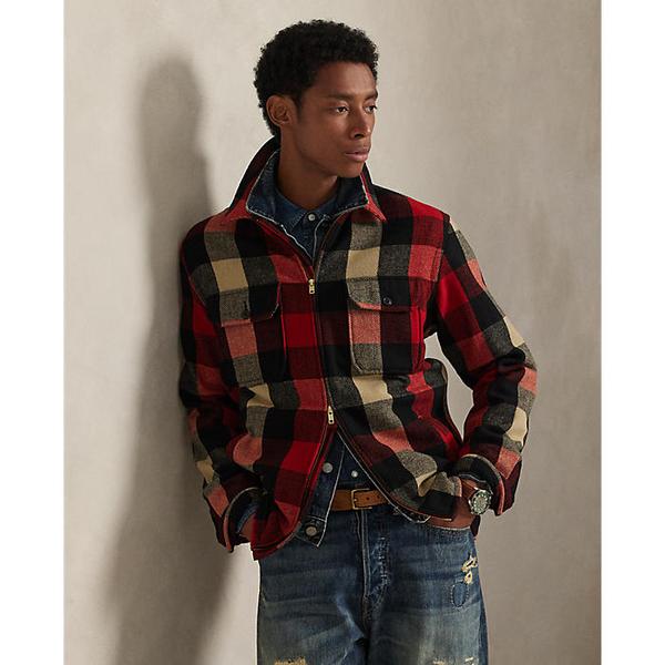 남성 클래식핏 플래드 울 블렌드 오버셔츠(MNPOWOV16824638600)