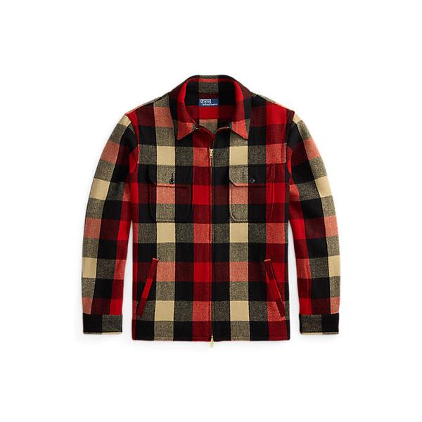 남성 클래식핏 플래드 울 블렌드 오버셔츠(MNPOWOV16824638600)