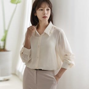 러플 진주 카라 셔링 블라우스_P375941983