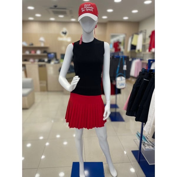 [여주점] 여성 로고테이프 포인트 골조직 슬리브리스 GQ222LKP42 스웨터