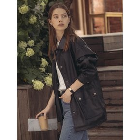 Casual eco leather oversized jacket_Black