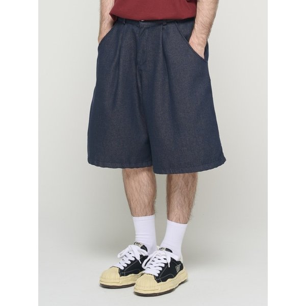 WASHED NON-FADE BERMUDA PANTS (BLUE)