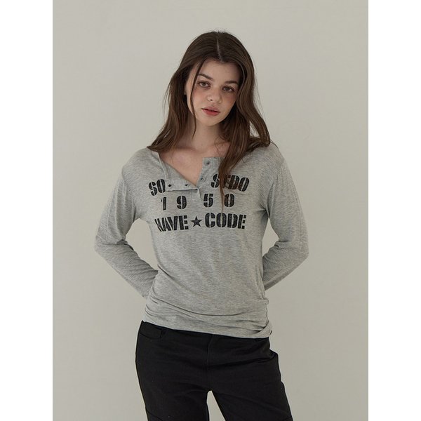 헨리넥 버튼 롱슬리브 (멜란지 그레이)