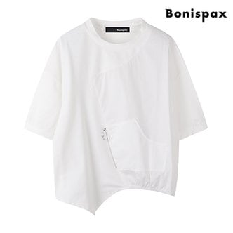 보니스팍스 포켓 지퍼 라운드 언발 반팔 티셔츠 (XO1LW055L0)