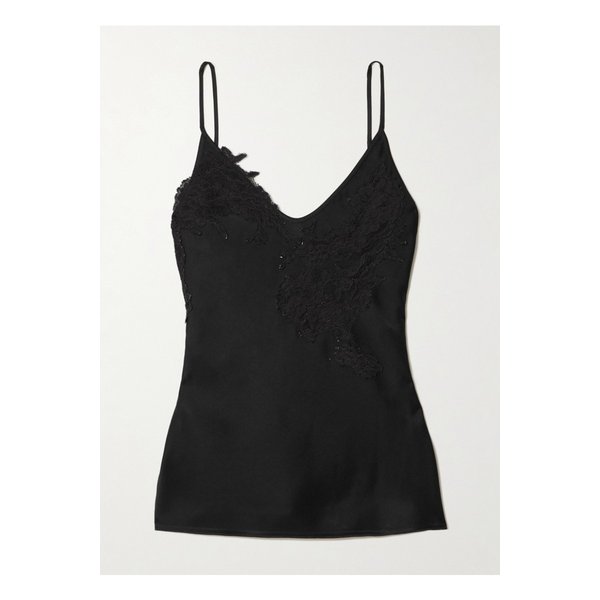 레이스 트리밍 새틴 크레이프 캐미솔 블랙 46376663162953782