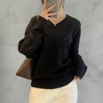 신세계라이브쇼핑 [옷자락] 여성 가을 V넥 울 니트 스웨터 데일리룩 7색 긴팔