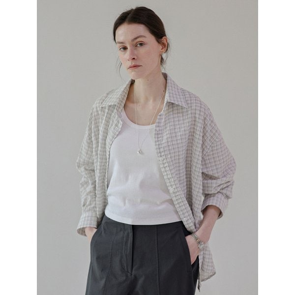 썸머 체크 셔츠_ivory