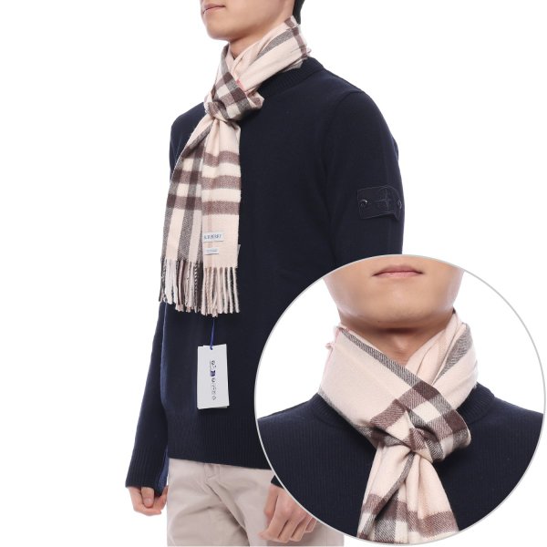 [부산점] 25SS 남성 체크 캐시미어 머플러 (8103011 ALABASTER M 25S)