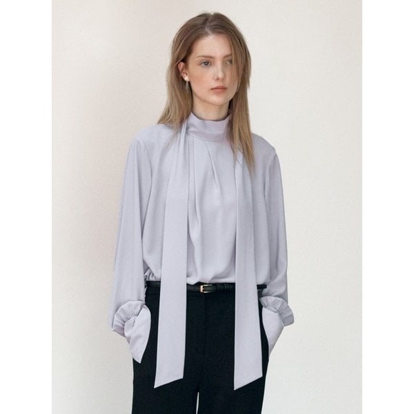 [Drama Signature] High-neck Tie Silky Blouse_5color